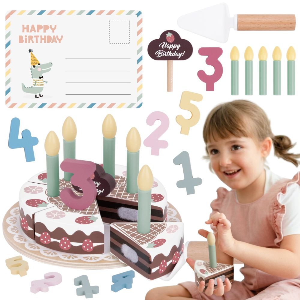 Tooky Toy Medinis Gimtadienio Tortas Su Žvakutėmis – nuotrauka 1