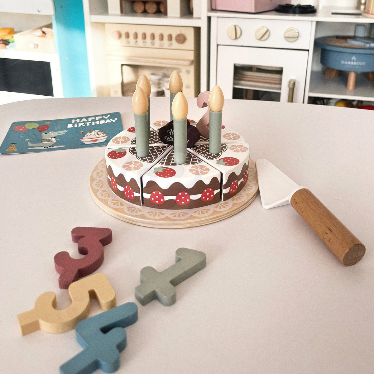 Tooky Toy Medinis Gimtadienio Tortas Su Žvakutėmis Vaidmenų Žaislai