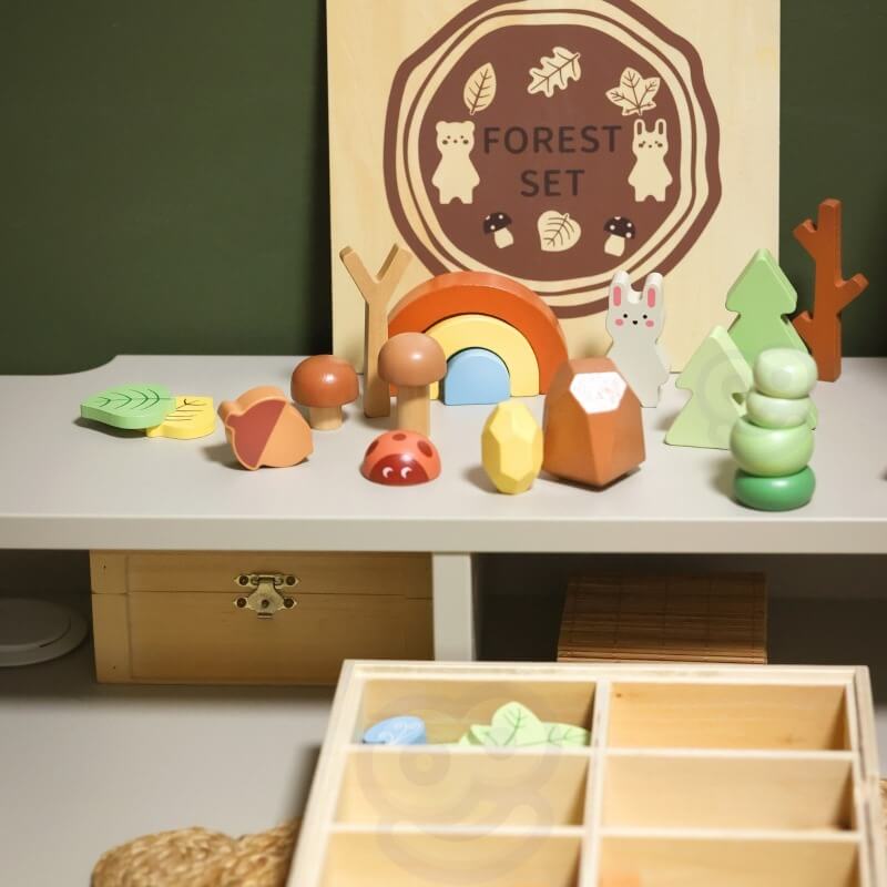 Tooky Toy Medinis Miško Žaidimų Rinkinys Vaikams – 40 Dalių Magnetiniai Žaislai