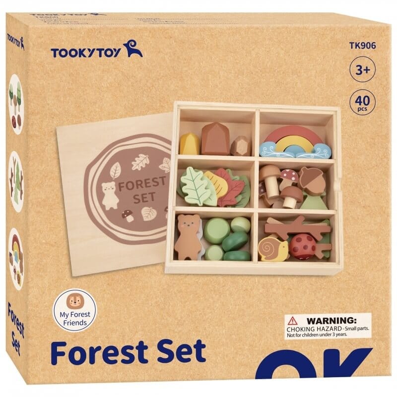 Tooky Toy Medinis Miško Žaidimų Rinkinys Vaikams – 40 Dalių Magnetiniai Žaislai