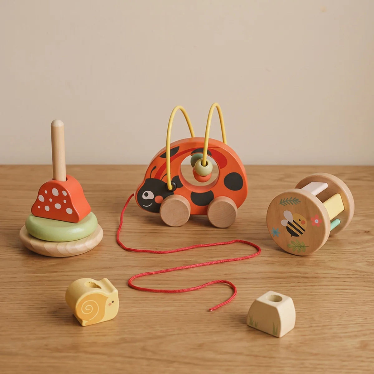 Tooky Toy medinis Montessori rinkinys „Boružėlė“ 3in1