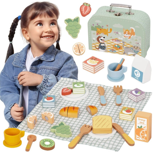 Tooky Toy medinis pikniko rinkinys lagaminėlyje Vaidmenų žaidimai
