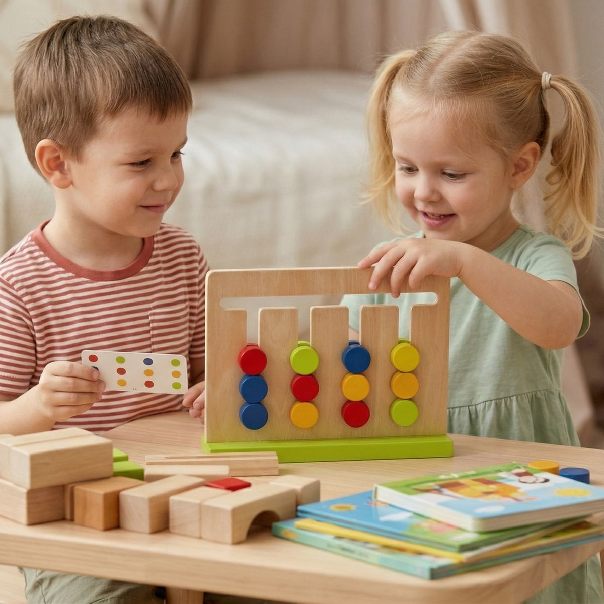Tooky Toy medinis spalvų galvosūkis su laikmačiu, 30 užduočių – 2 nuotrauka