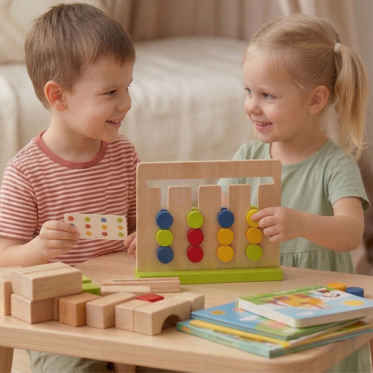 Tooky Toy medinis spalvų galvosūkis su laikmačiu, 30 užduočių – 3 nuotrauka