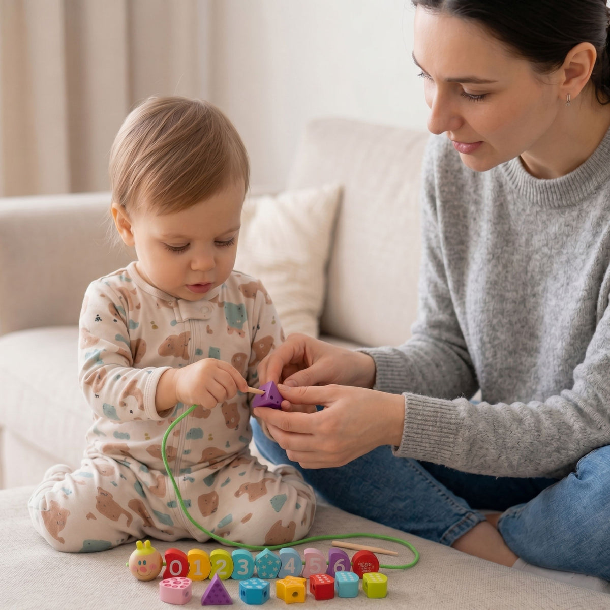 Tooky Toy medinis vėrimo rinkinys „Vikšrelis“, 20 dalių – 3 nuotrauka