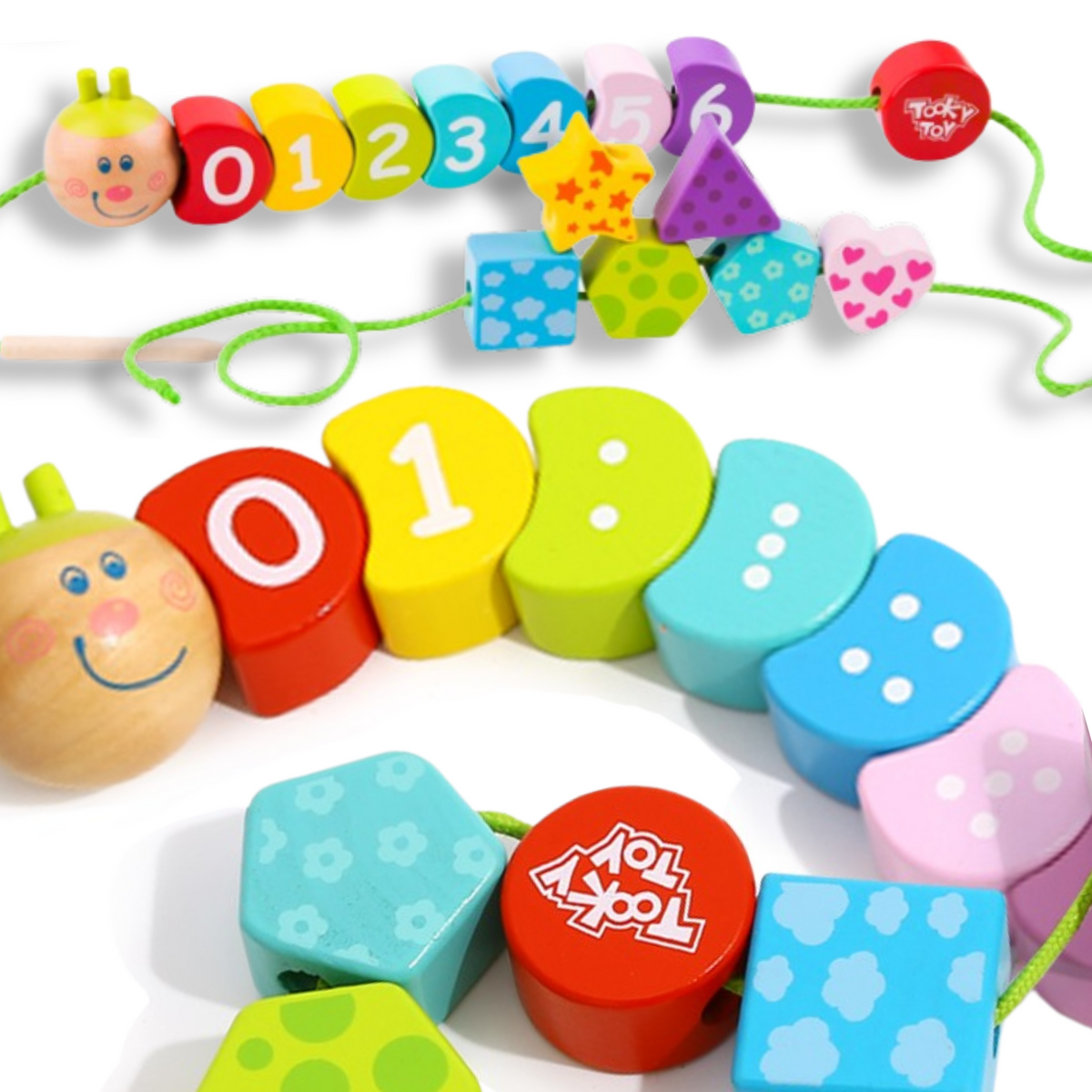 Tooky Toy medinis vėrimo rinkinys „Vikšrelis“, 20 dalių – 4 nuotrauka