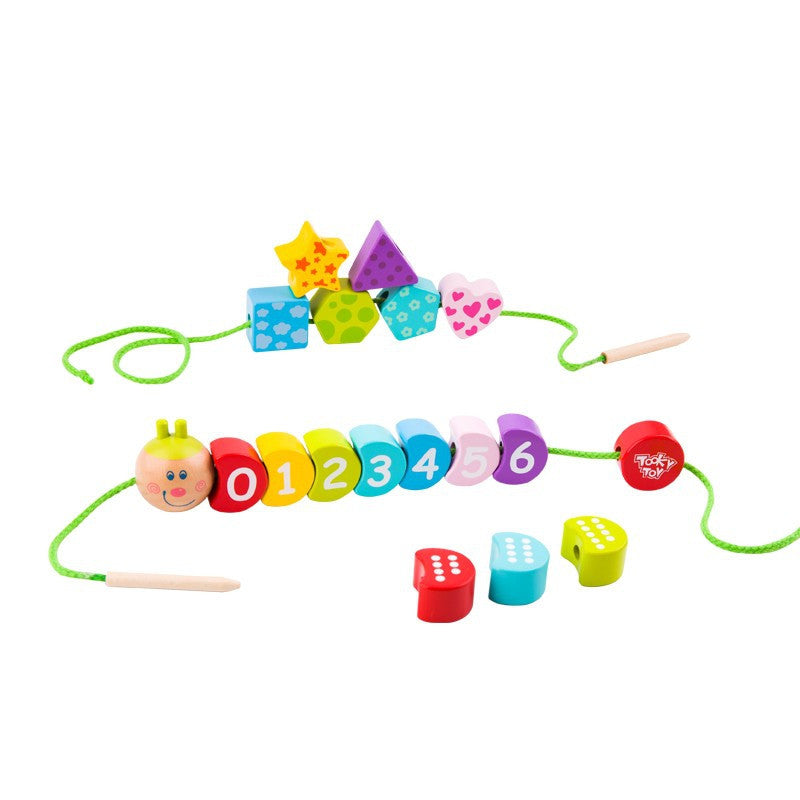 Tooky Toy medinis vėrimo rinkinys „Vikšrelis“, 20 dalių – 5 nuotrauka