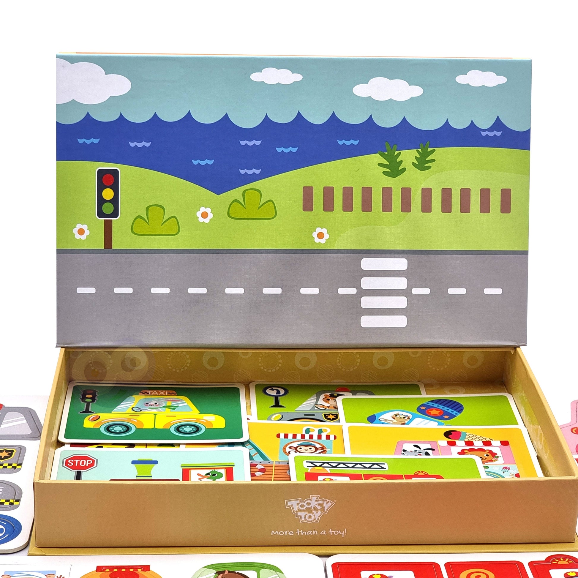 Tooky Toy Montessori Magnetinė Transporto Dėlionė – 80 Dalių Rinkinys Žaislai Dėlionės