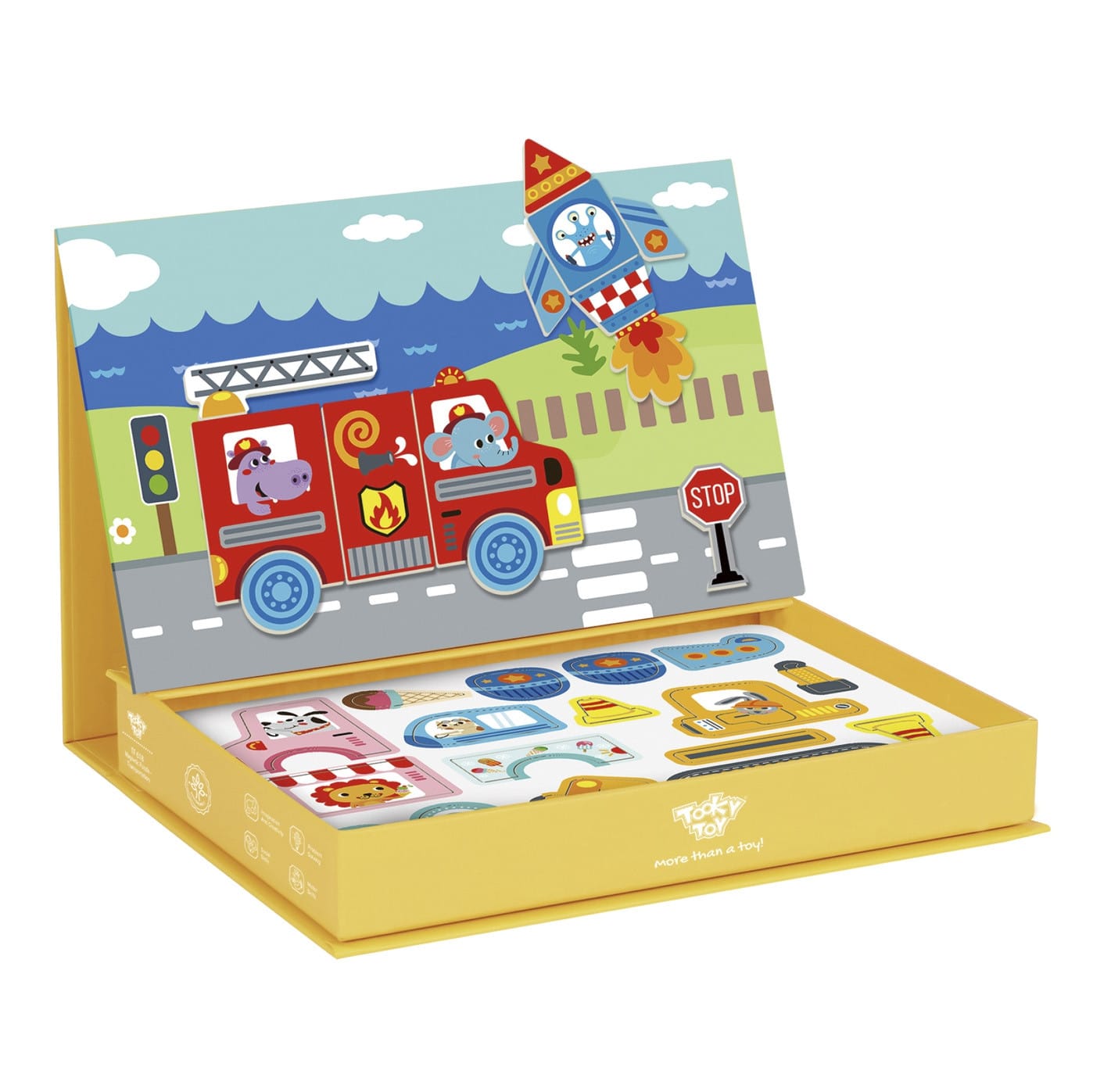Tooky Toy Montessori Magnetinė Transporto Dėlionė – 80 Dalių Rinkinys Žaislai Dėlionės