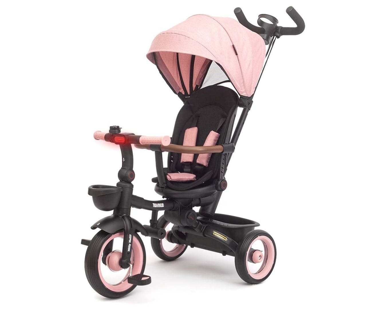 Twinkle 3in1 Augantis Triratukas su Stogeliu ir Stūmimo Rankena 12 Mėn.+ Stumiami Triratukai Rožinė