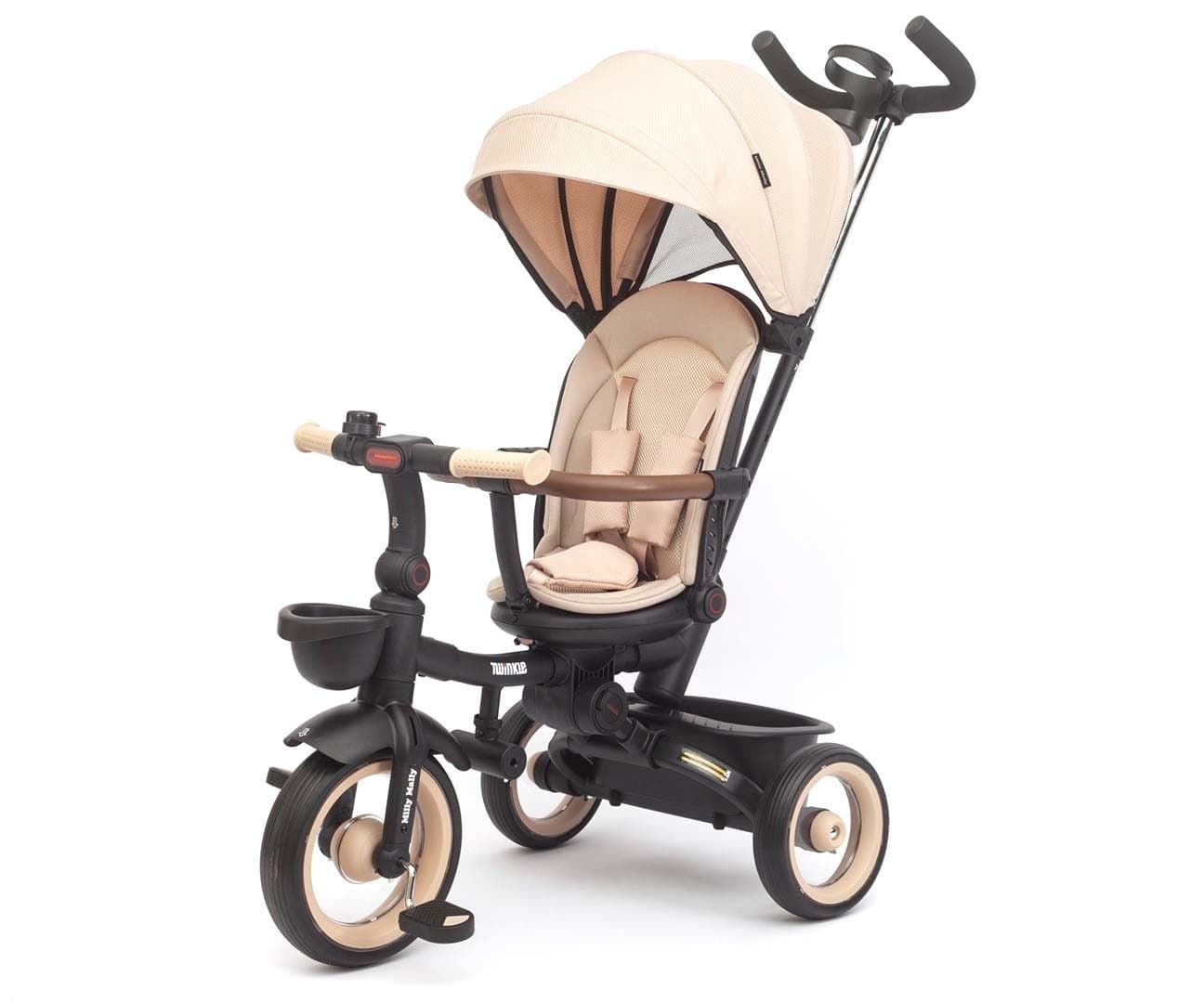 Twinkle 3in1 Augantis Triratukas su Stogeliu ir Stūmimo Rankena 12 Mėn.+ Stumiami Triratukai Smėlinė