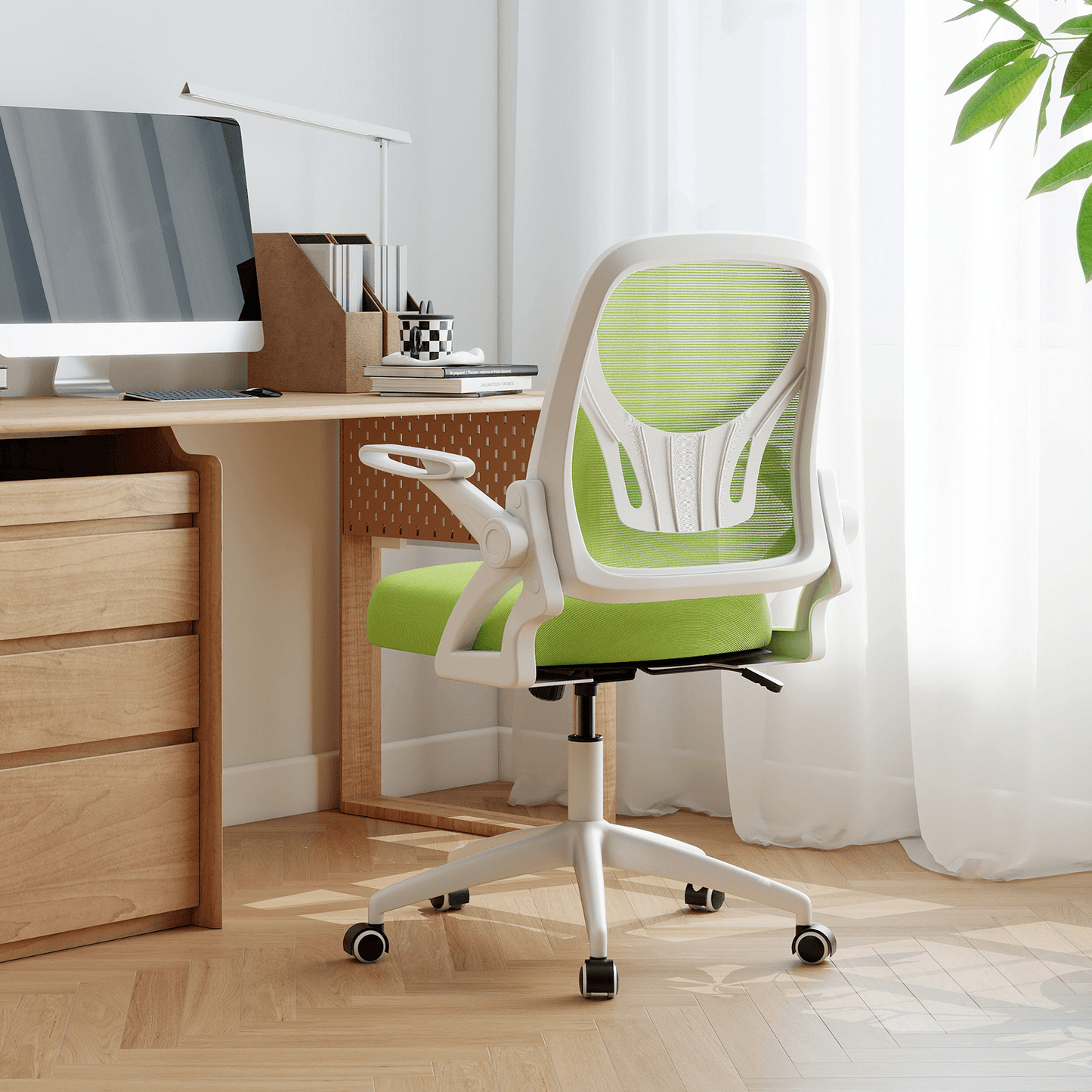 Vaikiška Ergonomiška Kėdė Su Tinkliniu Atlošu, 63 × 63 cm, Žalia Rašomojo Stalo Kėdės