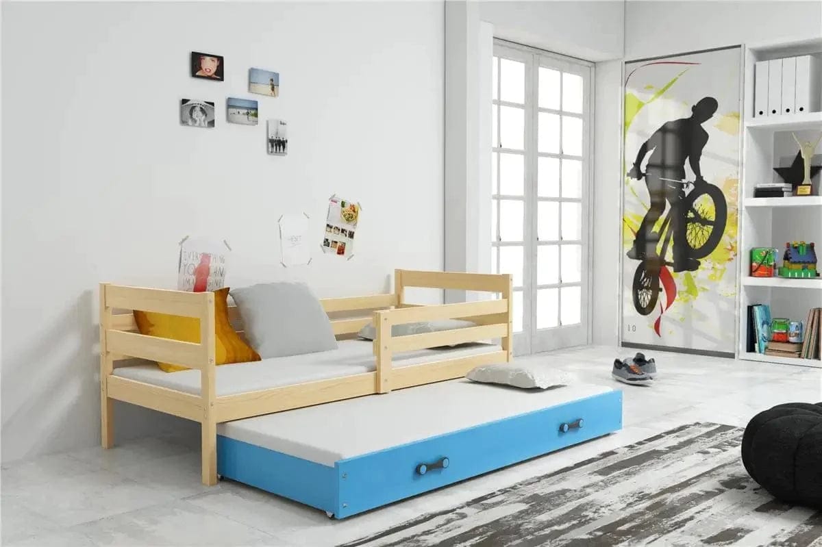 Vaikiška Lova "Erik" Be/Su Stalčiumi/Papildoma Miego Vieta 80 X 190 cm Cribs & Toddler Beds Medžio / Su papildoma vieta miegui / Mėlyna