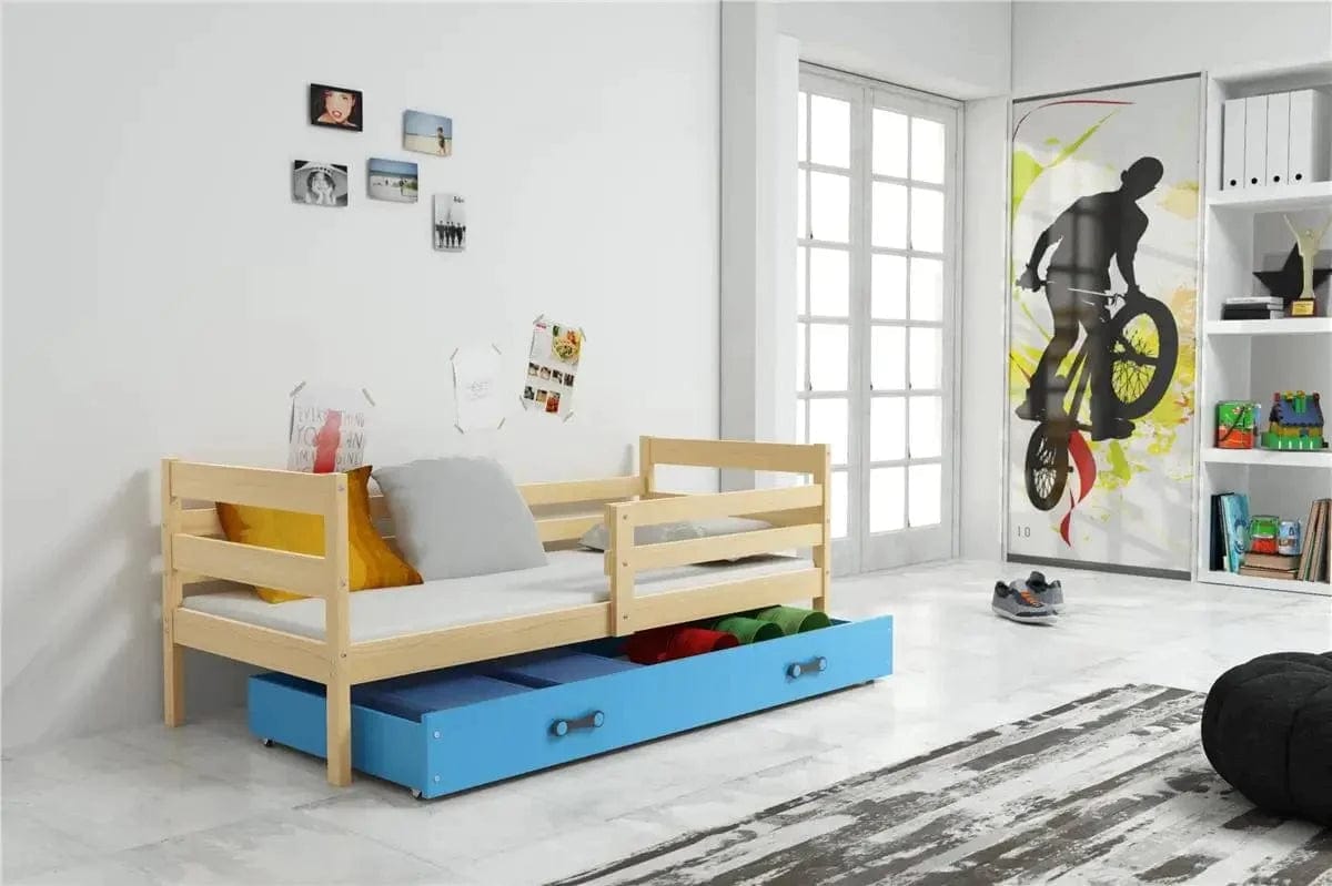 Vaikiška Lova "Erik" Be/Su Stalčiumi/Papildoma Miego Vieta 80 X 190 cm Cribs & Toddler Beds Medžio / Su Stalčiumi / Mėlyna