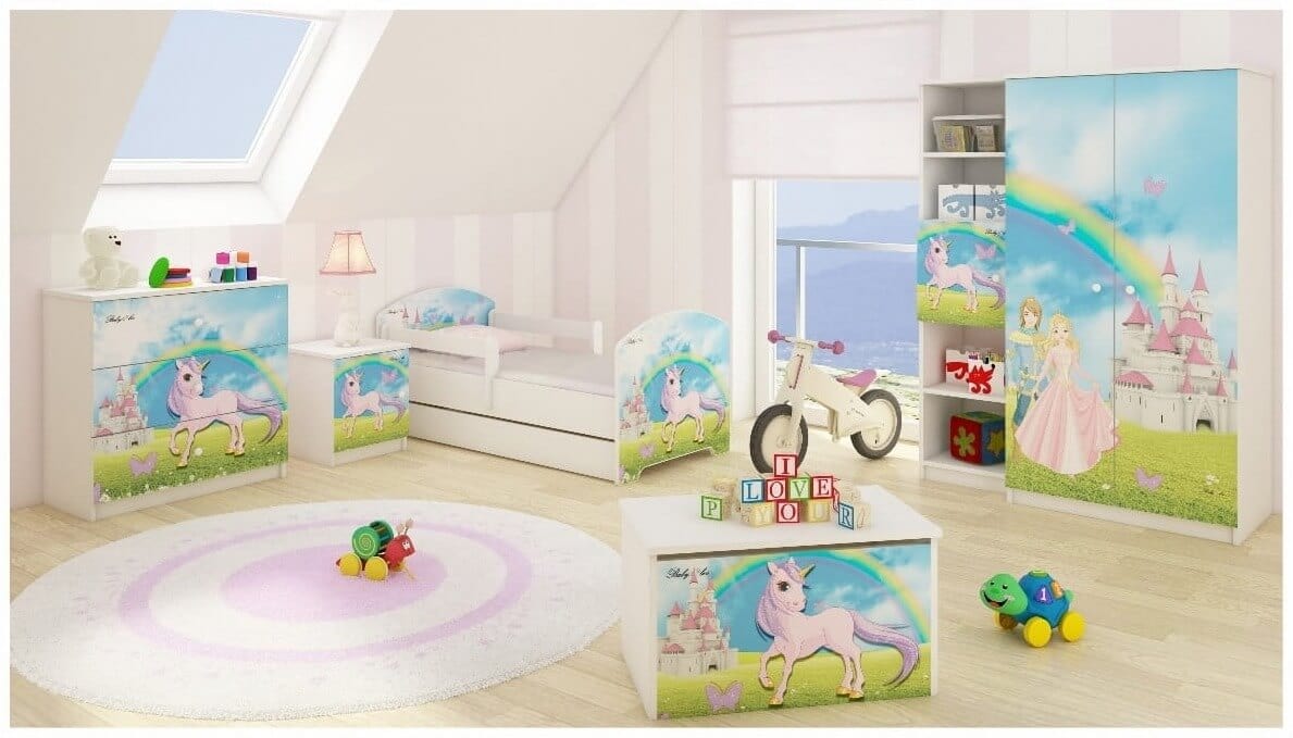 Vaikiška Lova "fėjų žemė" OSKAR 140×70 Su Čiužiniu ir Stalčiumi Cribs & Toddler Beds