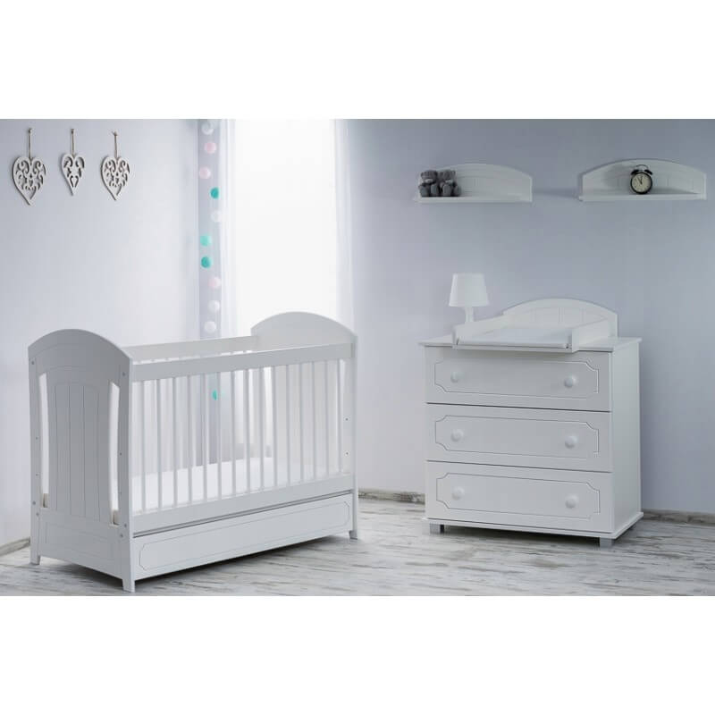 Vaikiška Lovytė "Gucio" Su Stalčiumi Balta Cribs & Toddler Beds