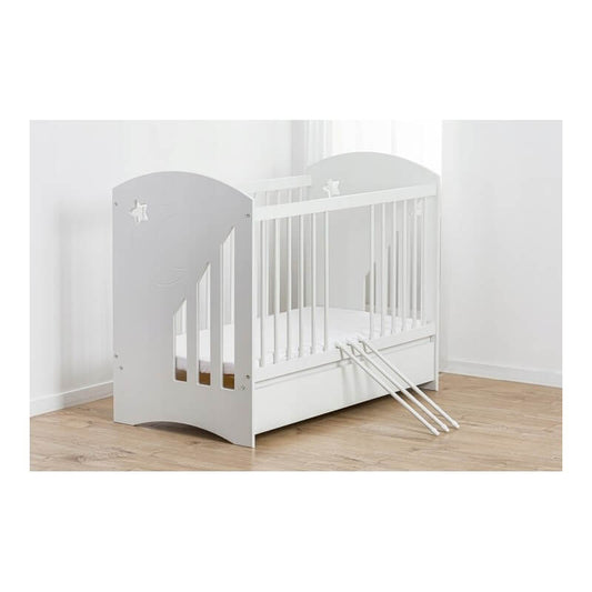 Vaikiška Lovytė "MOON" Su Stalčiumi Ir Čiužiniu Balta Cribs & Toddler Beds