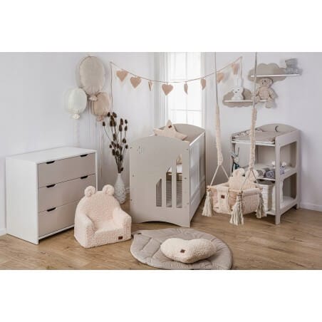 Vaikiška Lovytė "MOON" Su Stalčiumi Ir Čiužiniu Beige Cribs & Toddler Beds