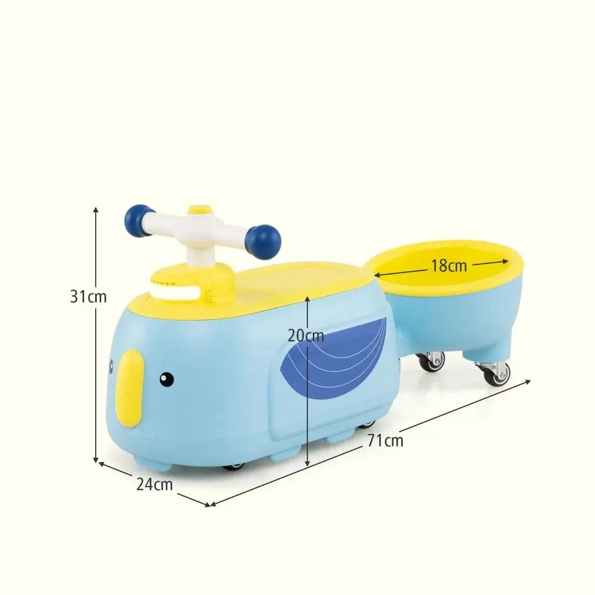 Vaikiška Mašinėlė Su Priekaba Pingvinas Mėlynos Spalvos Nuo 12 mėn. Stumiamos Mašinėlės Vaikams
