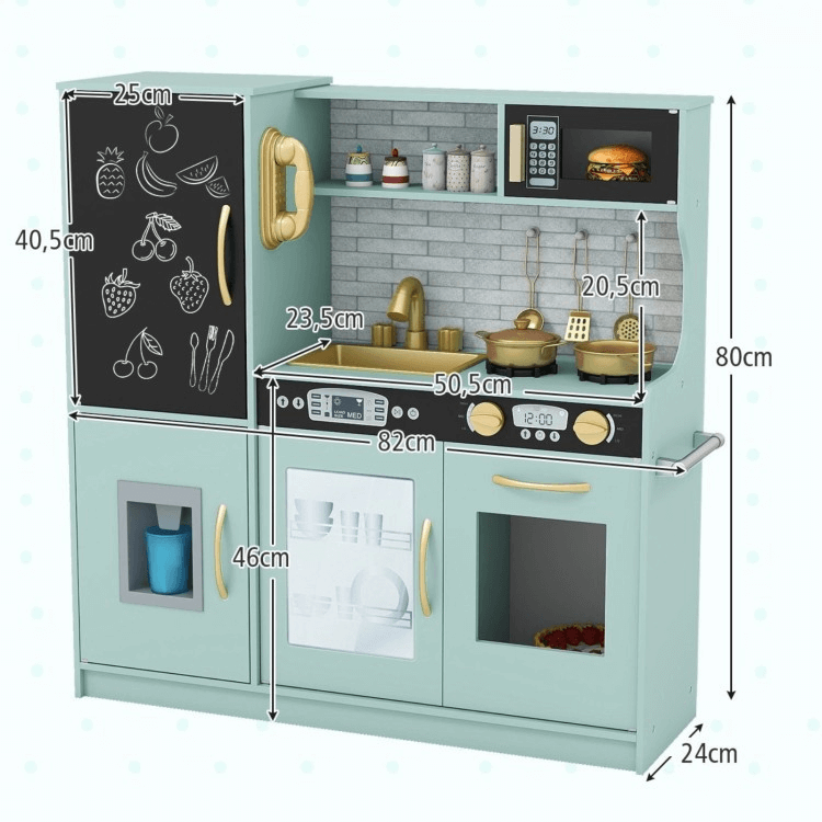 Vaikiška Medinė Virtuvėlė Su Telefonu, Indaplove Ir kitomis tikroviškomis Funkcijomis Vaikiškos Virtuvėlės