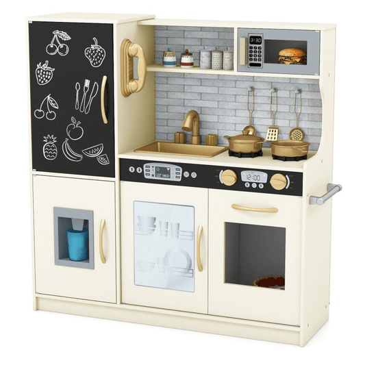 Vaikiška Medinė Virtuvėlė Su Telefonu, Indaplove Ir kitomis tikroviškomis Funkcijomis, Smėlio Vaikiškos Virtuvėlės