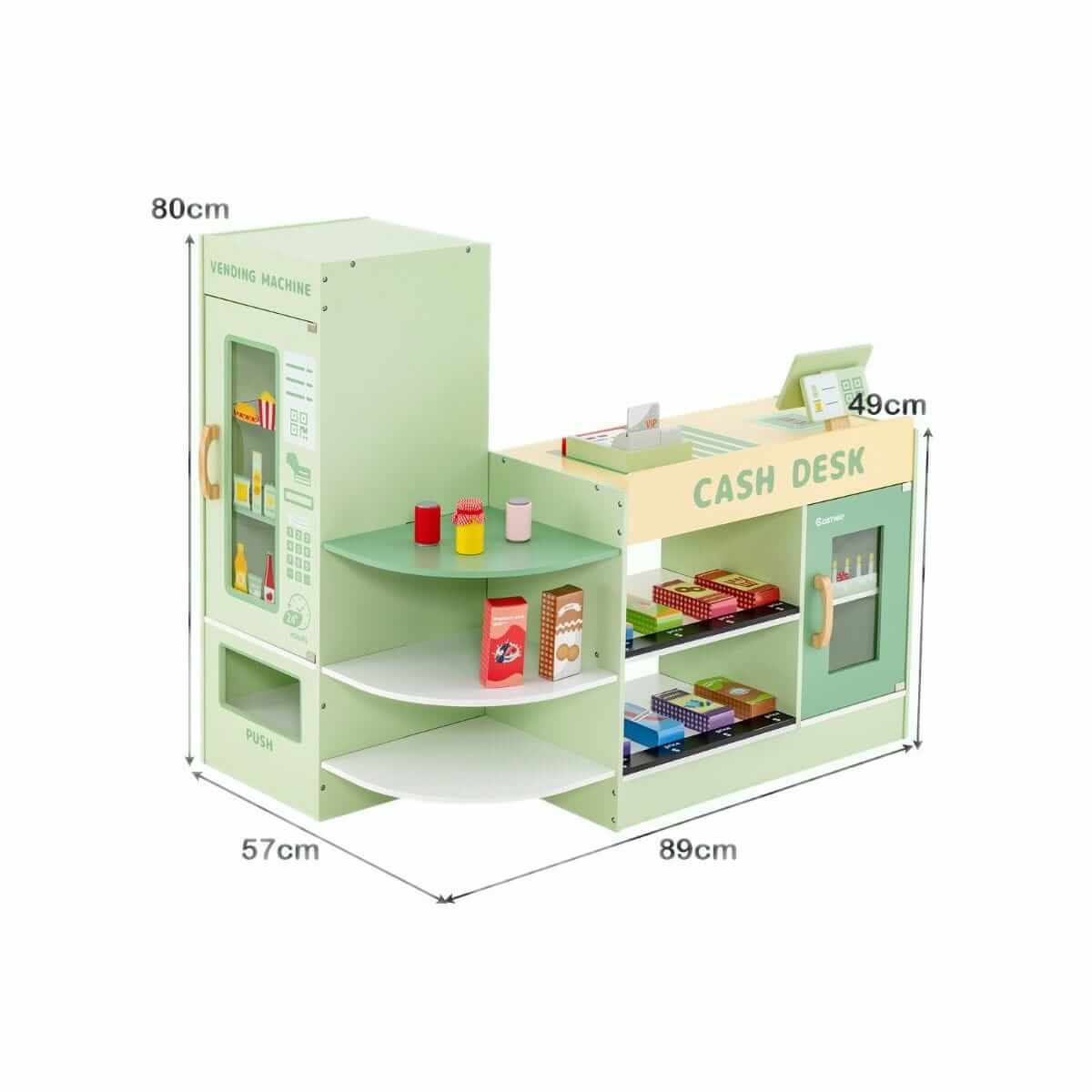 Vaikiška Medinė Žaidimų Parduotuvė Vaikams Su Daug Priedų Žalia 93 X 50 X 93 cm Vaikiškos Virtuvėlės