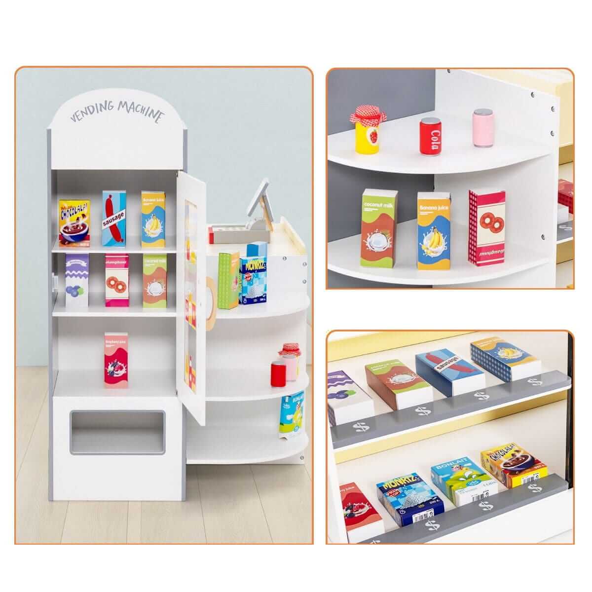 Vaikiška Medinė Žaidimų Parduotuvė Vaikams Su Piešimo Lenta Balta 89 × 57 × 80 cm Vaikiškos Virtuvėlės