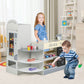 Vaikiška Medinė Žaidimų Parduotuvė Vaikams Su Piešimo Lenta Pilka 89 × 57 × 80 cm Vaikiškos Virtuvėlės