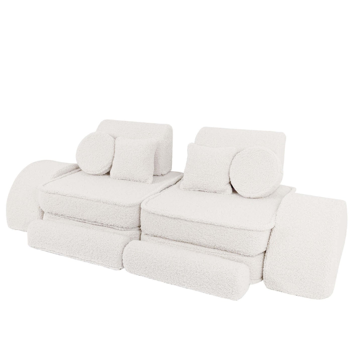 Vaikiška Minkšta Modulinė Sofa-Lova Teddy Bear Pocket, Kreminė – 3 Dydžiai Modulinės sofos