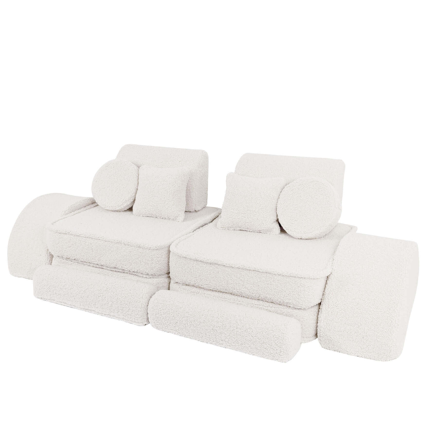 Vaikiška Minkšta Modulinė Sofa-Lova Teddy Bear Pocket, Kreminė – 3 Dydžiai Modulinės sofos