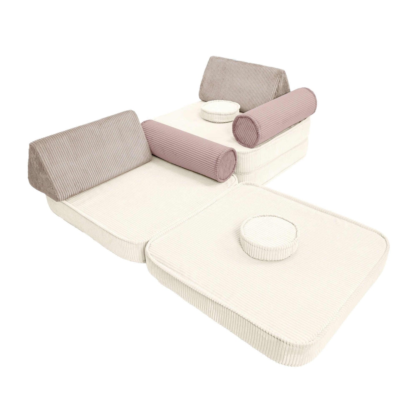 Vaikiška Minkšta Modulinė Sofa Premium Play Latte Macchiato 160 cm Modulinės sofos