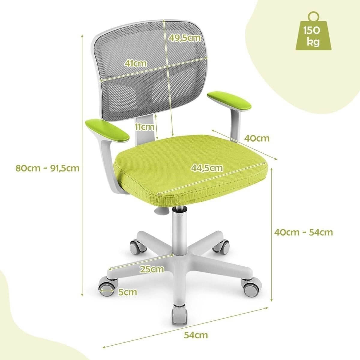 Vaikiška reguliuojamo aukščio kėdutė žalia Rašomojo Stalo Kėdės
