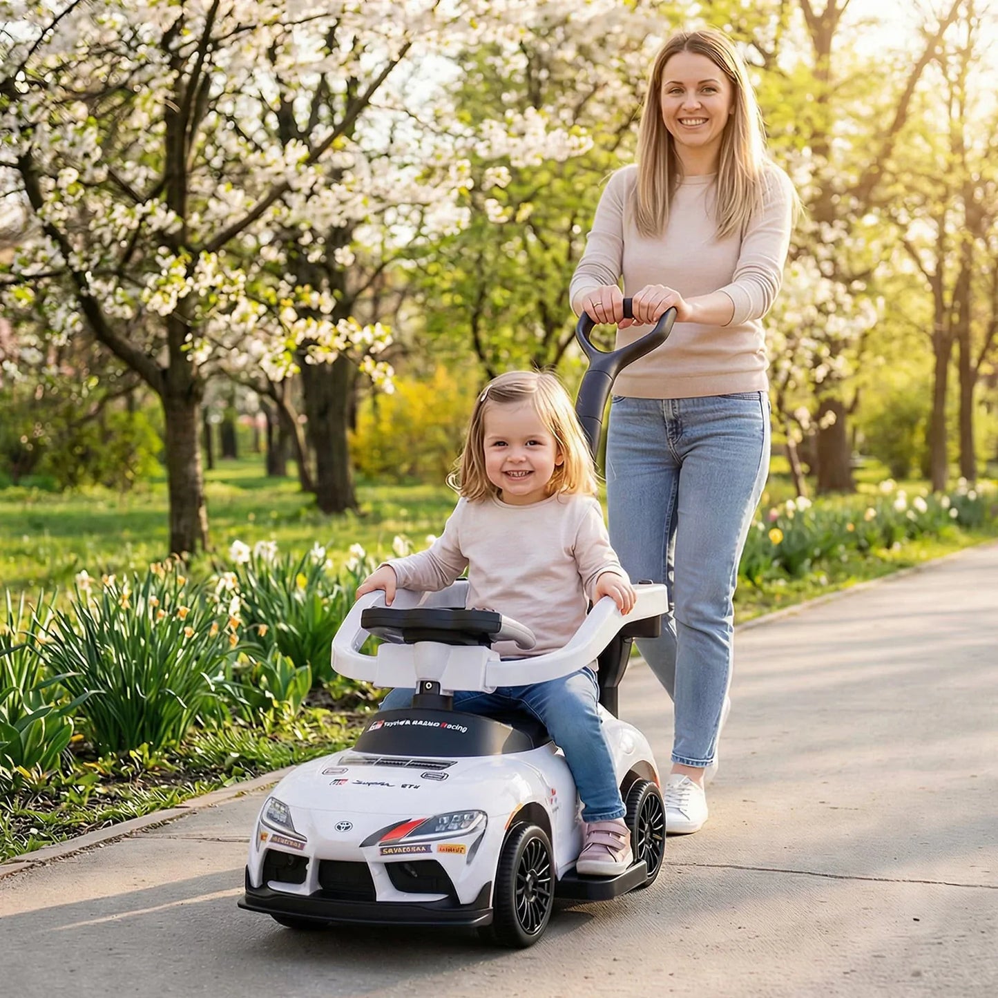 Vaikiška Stumiama Mašinėlė Toyota 2in1, Balta Stumiamos Mašinėlės Vaikams
