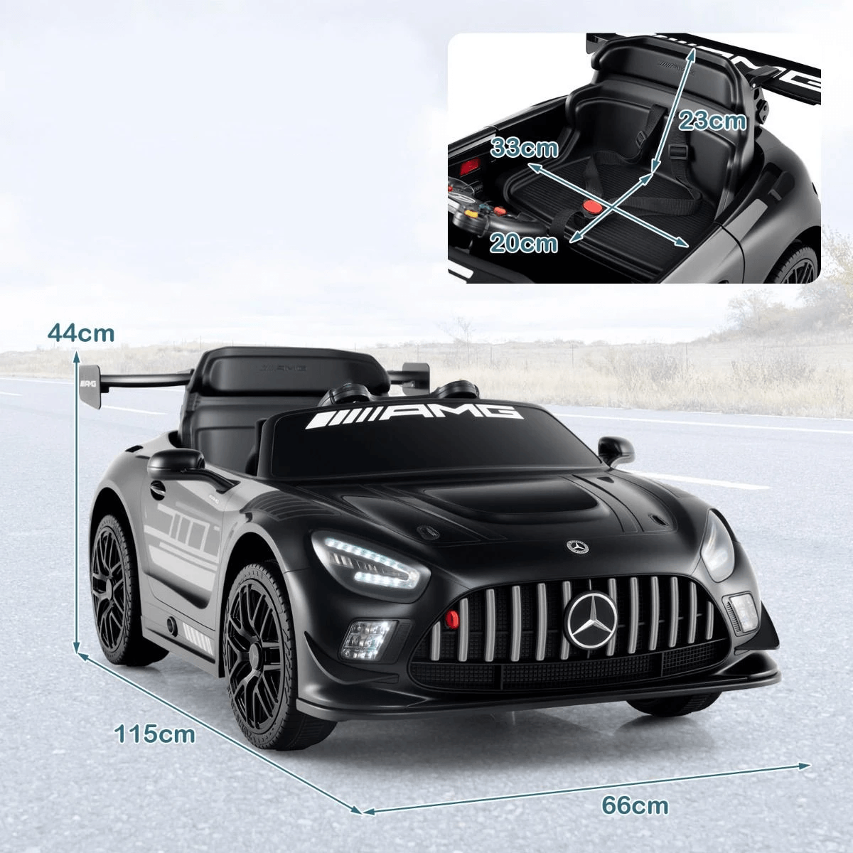 Vaikiškas Automobilis Licencijuotas Mercedes-AMG GT3 Su Pulteliu, Juodas Elektriniai Automobiliai