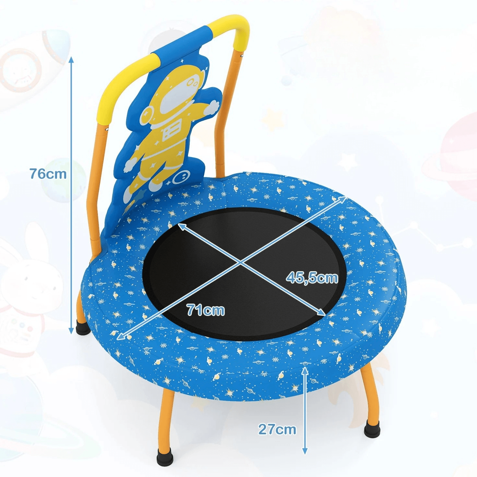 Vaikiškas Batutas Su Rankena „Kosmosas“ 71 cm Vaikams 3–6 m Batutai