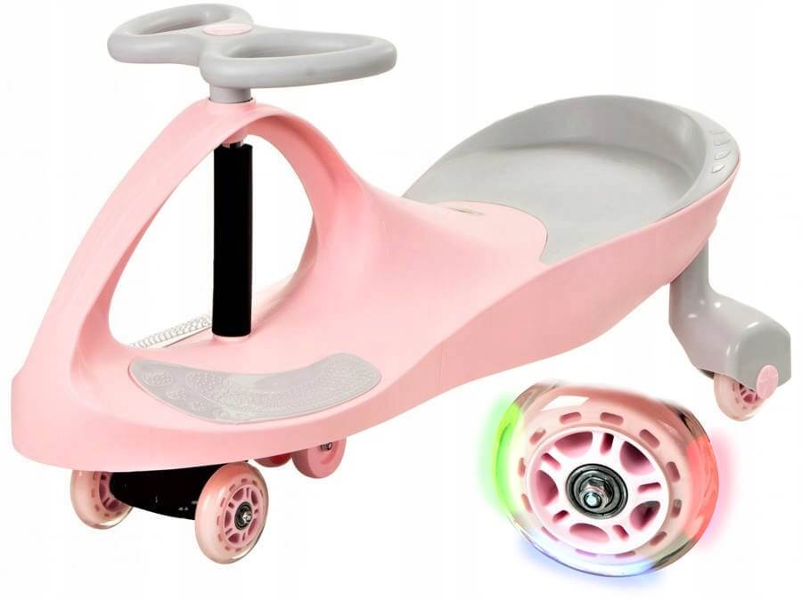 Vaikiškas dviratis "Twistcar" Svingis Rožinis Guminiai LED Ratai Svingiai