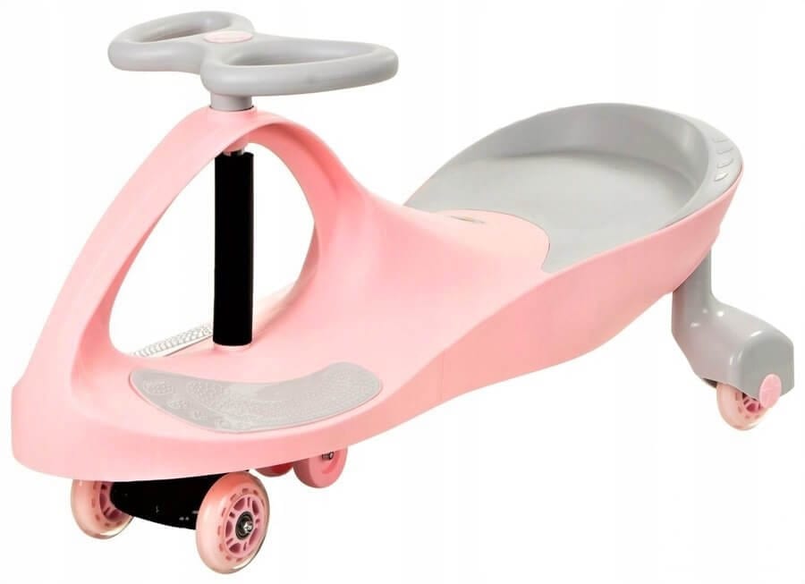 Vaikiškas dviratis "Twistcar" Svingis Rožinis Guminiai LED Ratai Svingiai