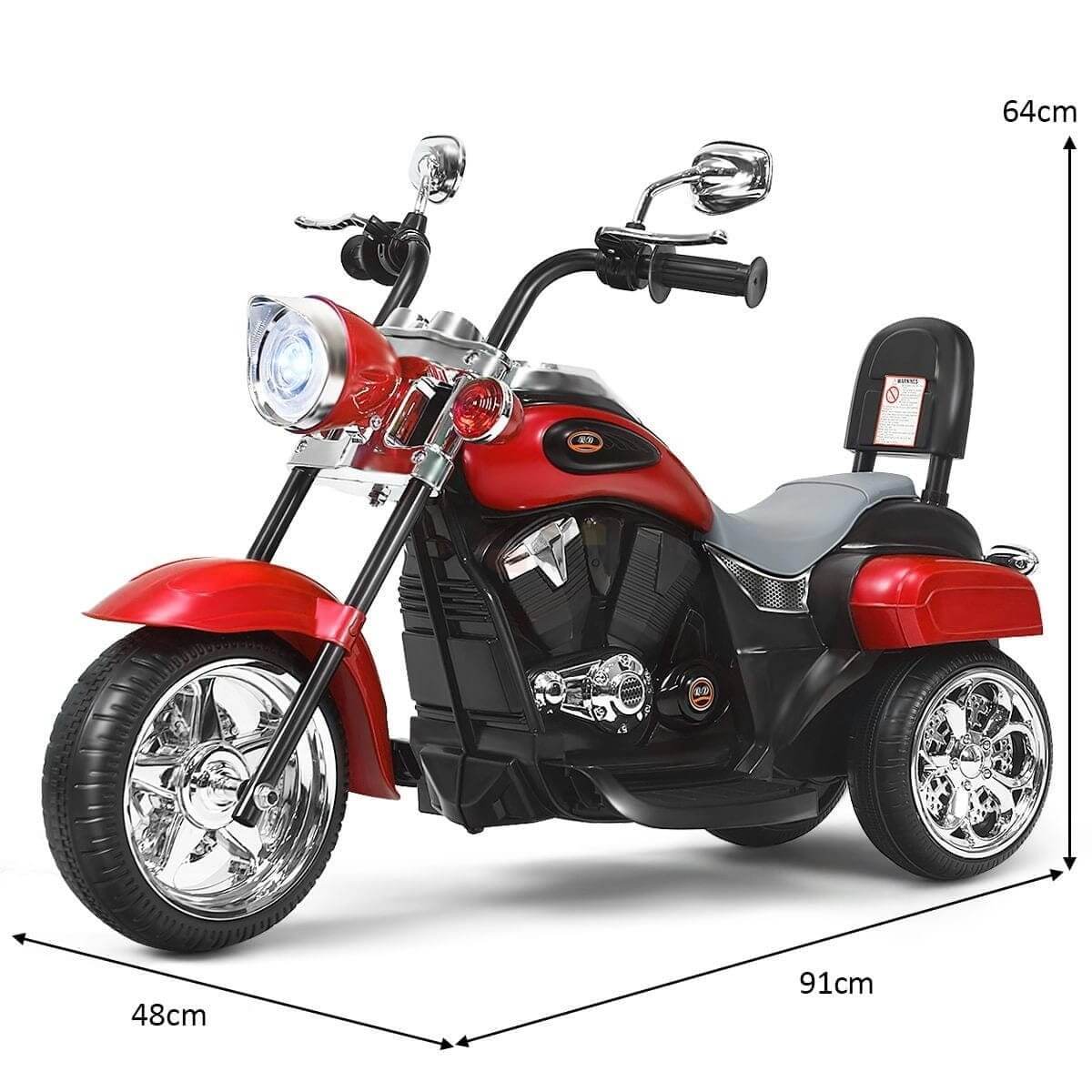 Vaikiškas Elektrinis Motociklas "Chopper" 6V 3 km/val 3m+ Raudonas Elektriniai Automobiliai