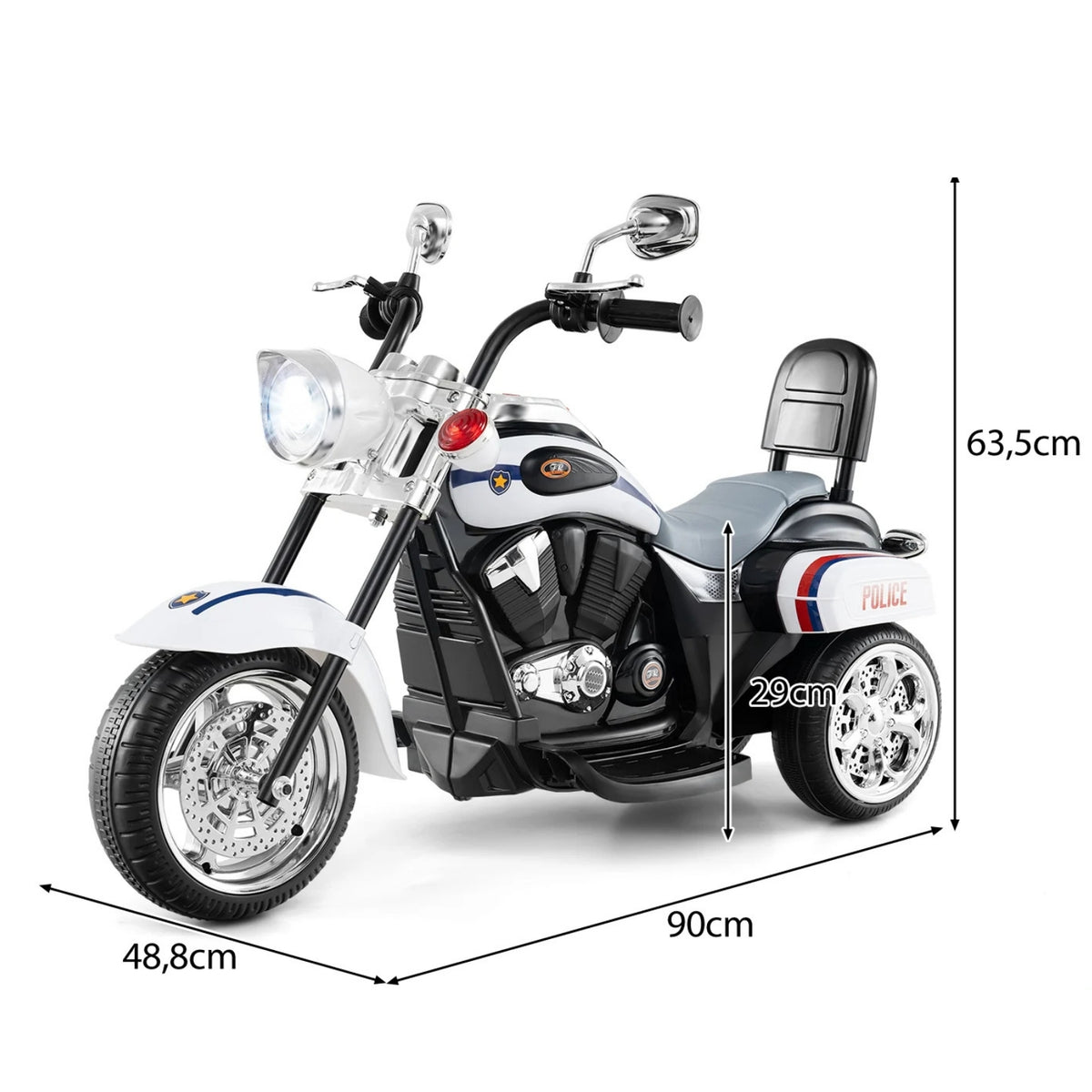 Balto elektrinio triračio motociklo matmenų schema