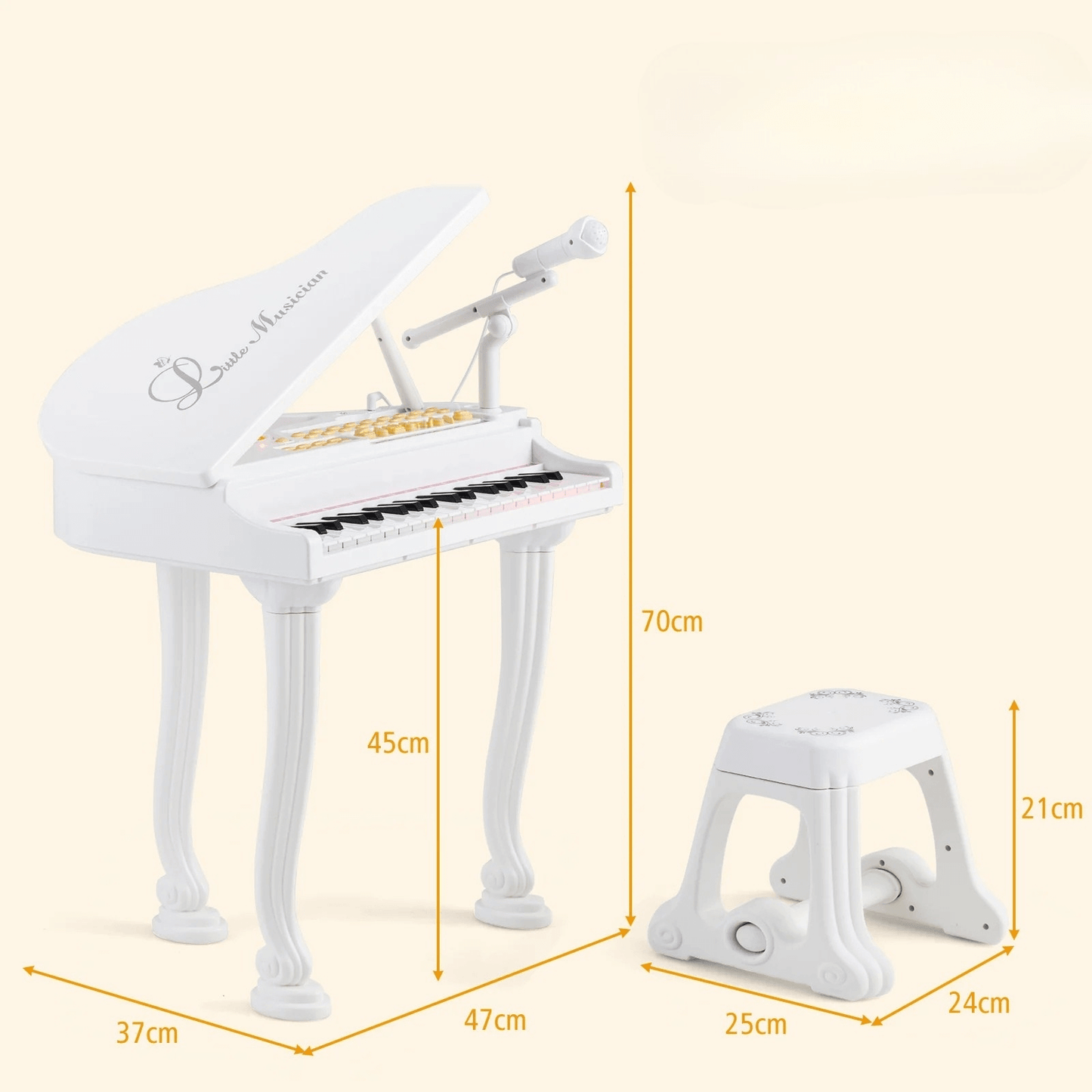Vaikiškas Elektroninis Pianinas Su Kėdute Ir Mikrofonu 37 Klavišai Pianinai