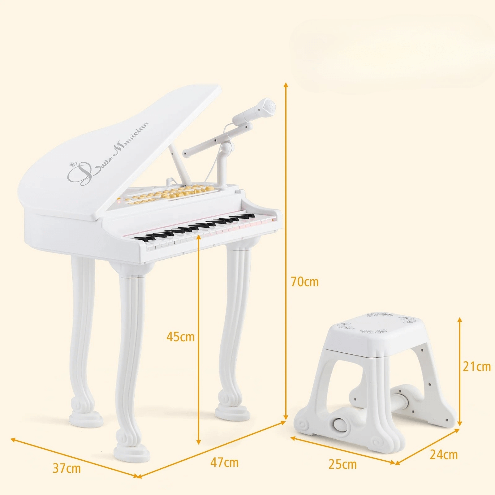 Vaikiškas Elektroninis Pianinas Su Kėdute Ir Mikrofonu 37 Klavišai Pianinai