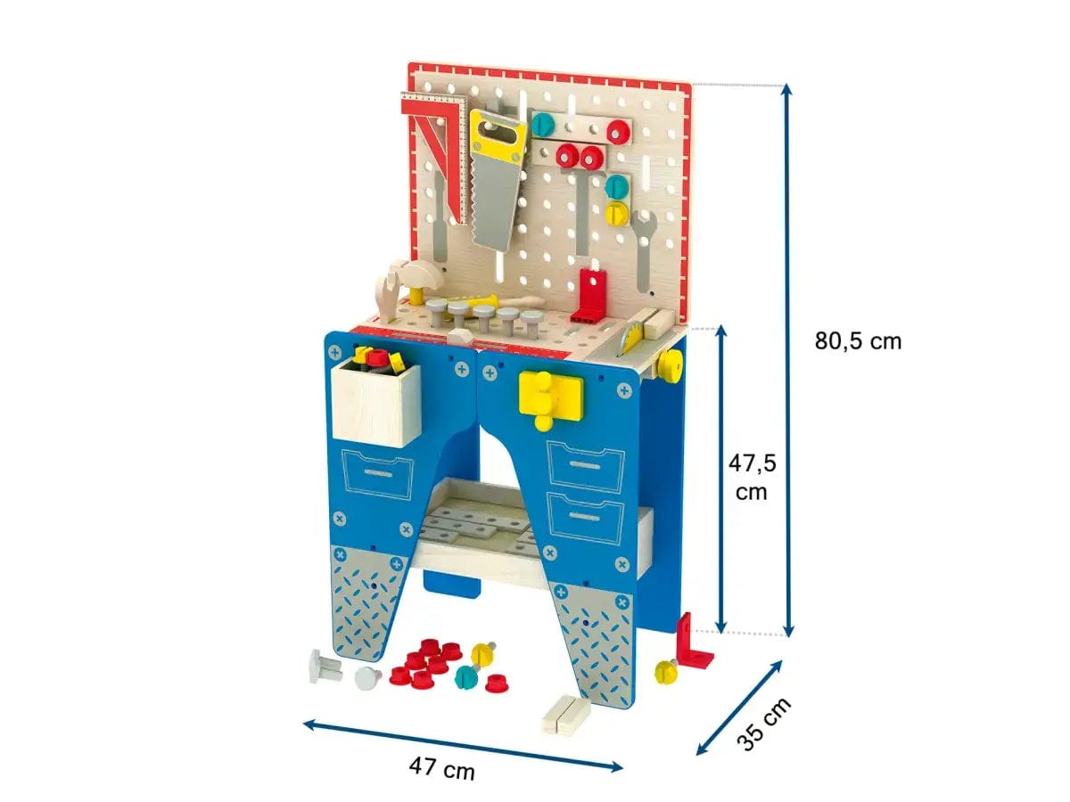 Vaikiškas Įrankių Stalas Medinis Meistro įrankių Stalas 80,5 x 35x 47,5 cm Įrankių stalas