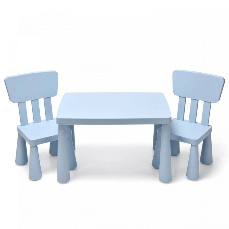 Vaikiškas Komplektas Staliukas ir 2 kėdėmis 76,5 x 54,5 x 49,5 cm, Mėlyna Staliukai Kėdutės