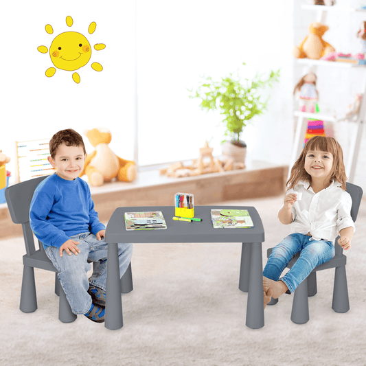 Vaikiškas Komplektas Staliukas ir 2 kėdėmis 76,5 x 54,5 x 49,5 cm, Pilkas Staliukai Kėdutės