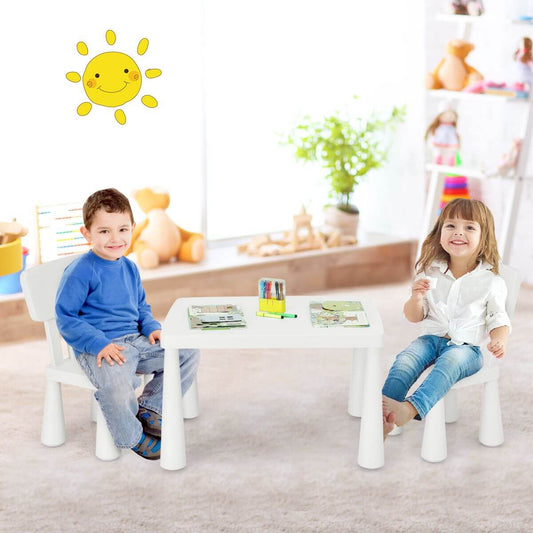 Vaikiškas Komplektas Staliukas ir 2 kėdutės, Balta Spalva 76,5 x 54,5 x 49,5 cm, 1318 Staliukai Kėdutės