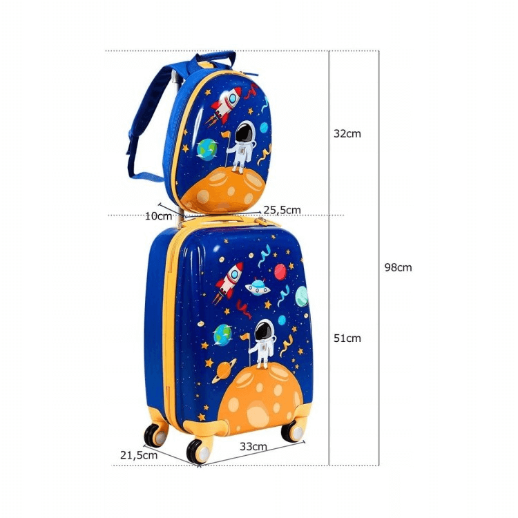 Vaikiškas Lagaminas Su Kuprine Kelioninis Rinkinys, Kosmonautas Lagaminai Vaikams