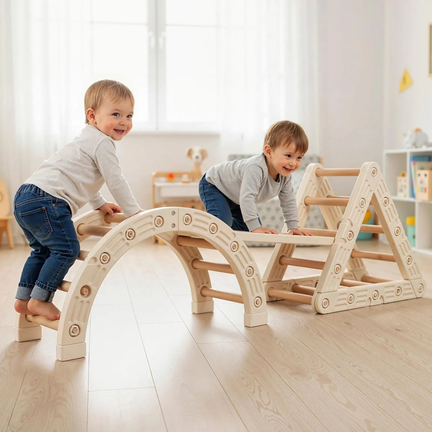Vaikiškas Montessori Laipynių Rinkinys Su Sienele Sūpynės ir Žaidimų Aikštelės