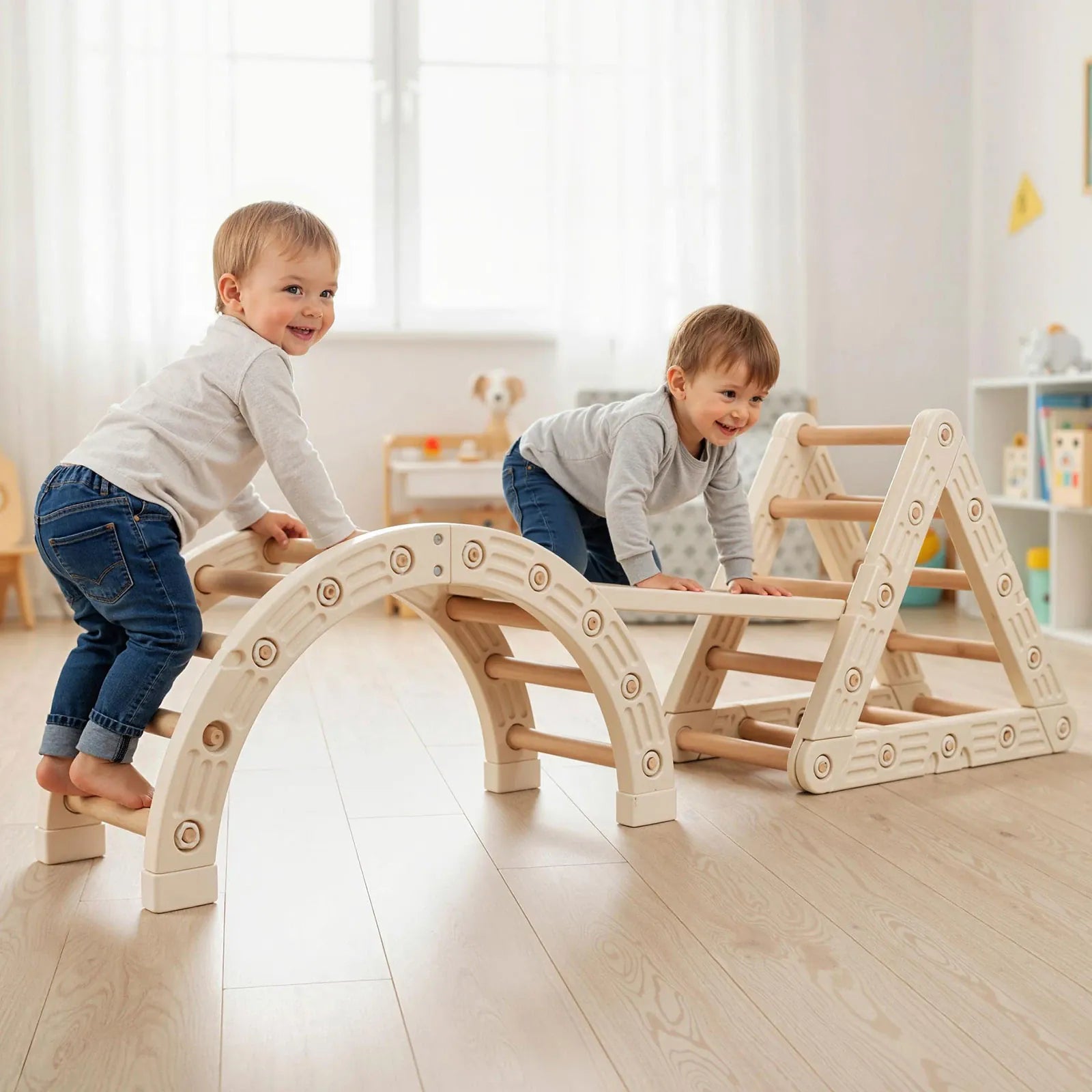 Vaikiškas Montessori Laipynių Rinkinys Su Sienele Sūpynės ir Žaidimų Aikštelės