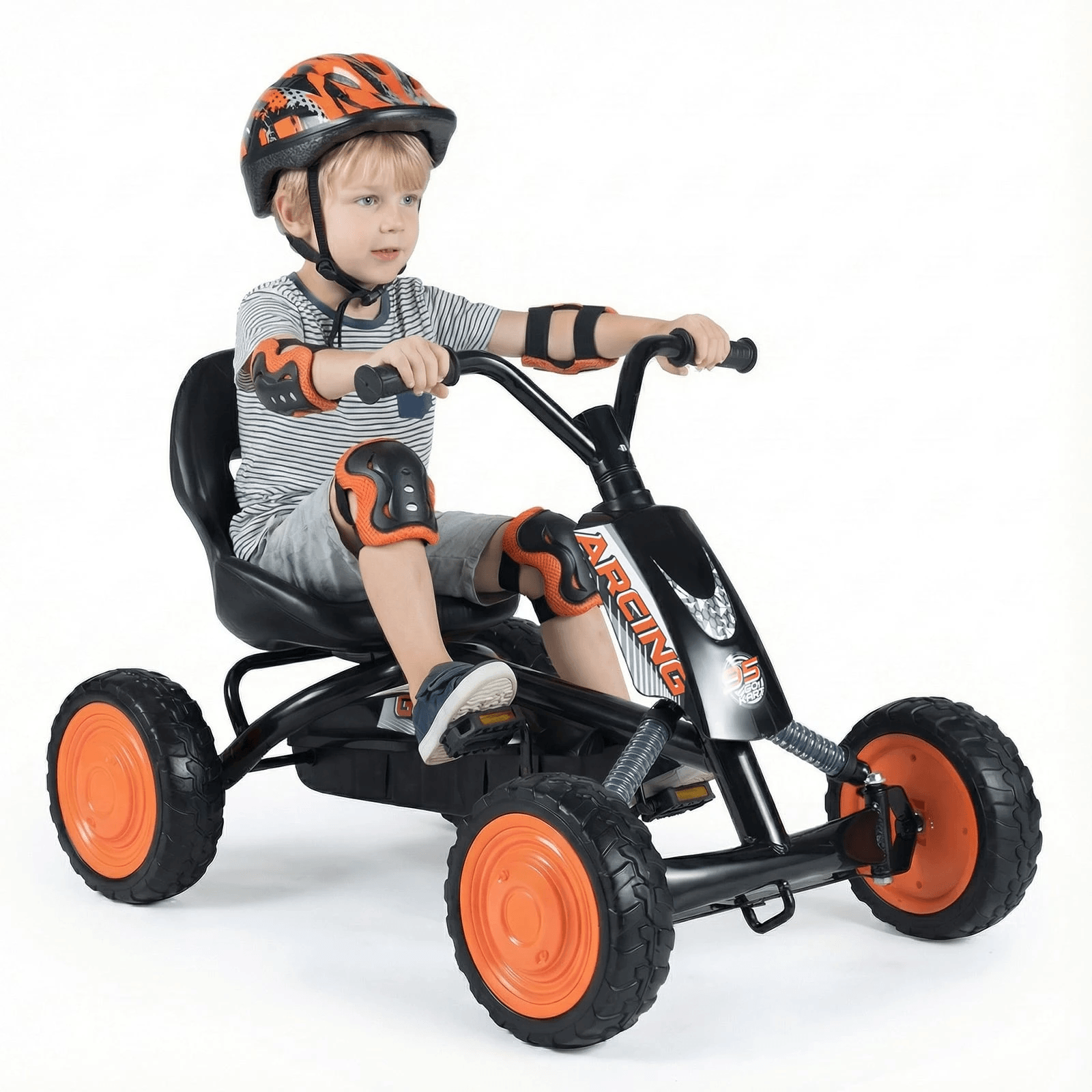Vaikiškas Pedalinis Kartingas su Reguliuojama Sėdyne 3–8 m 84×57×55 cm Minami Kartingai Oranžinė
