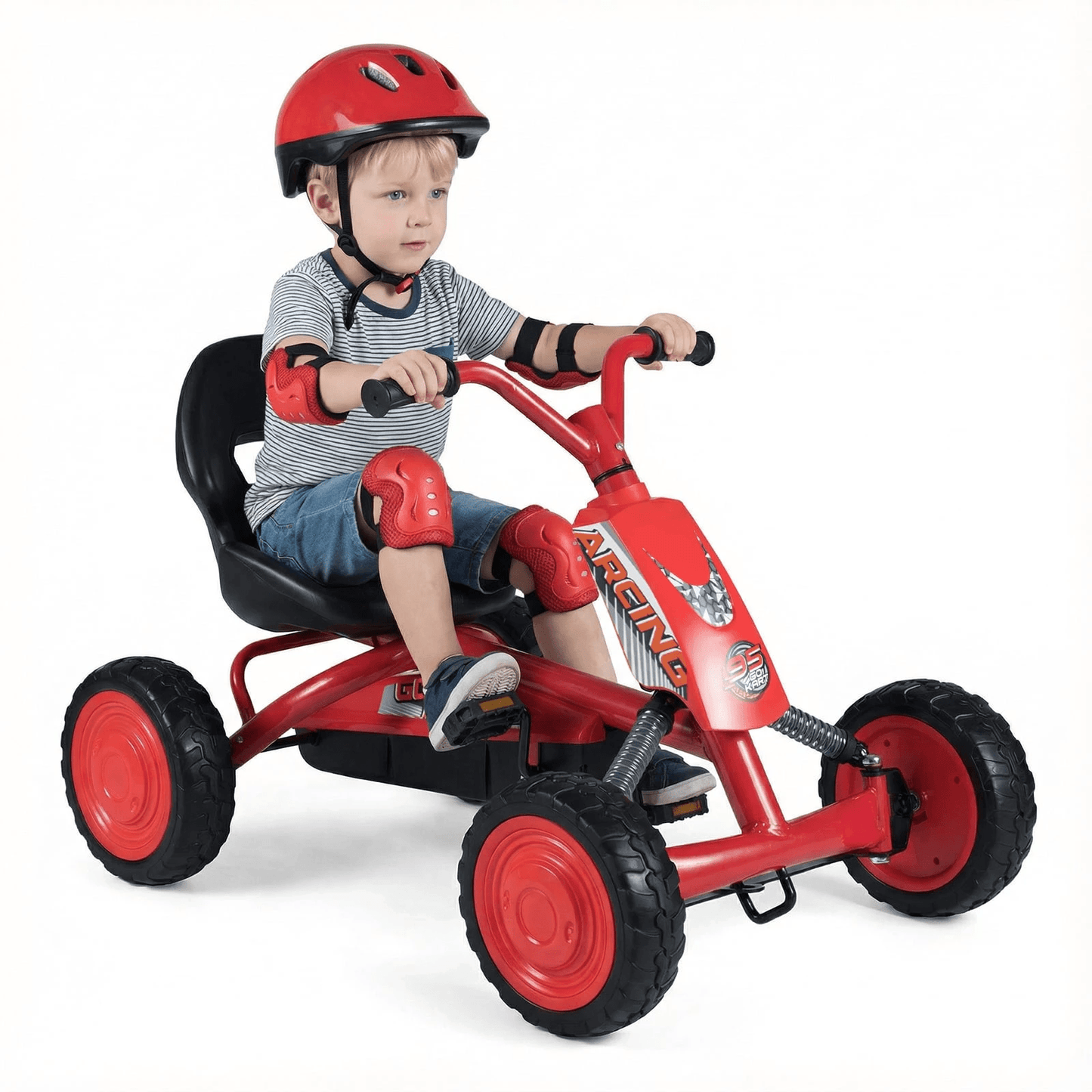 Vaikiškas Pedalinis Kartingas su Reguliuojama Sėdyne 3–8 m 84×57×55 cm Minami Kartingai Raudona